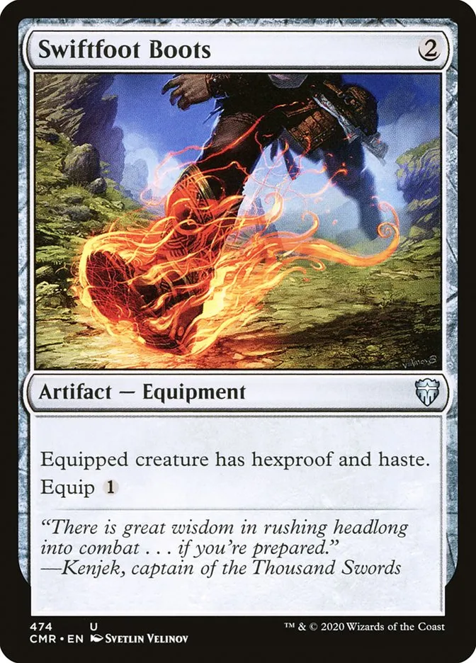 2020 Commander Legends Swiftfoot Boots uncommon #474 uncommon card image