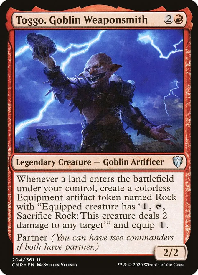2020 Commander Legends Toggo, Goblin Weaponsmith #204 uncommon card image