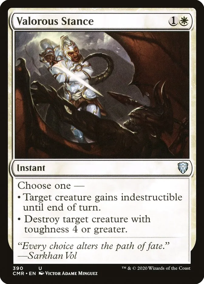 2020 Commander Legends Valorous Stance #390 uncommon card image