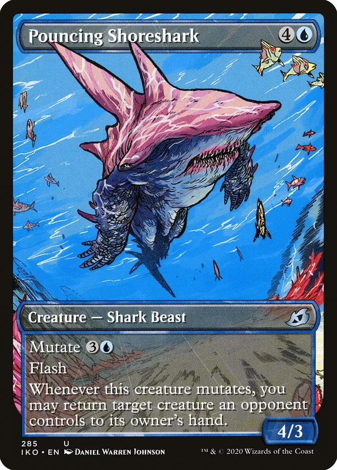 2020 Ikoria: Lair of Behemoths Pouncing Shoreshark #285 uncommon card image