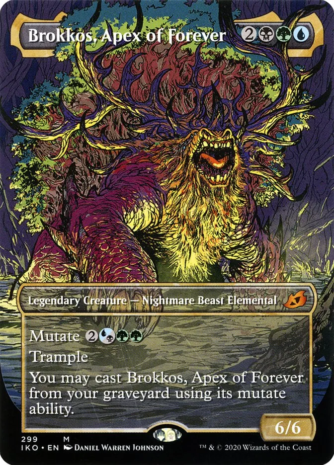 2020 Ikoria: Lair of Behemoths Brokkos, Apex of Forever #299 mythic card image