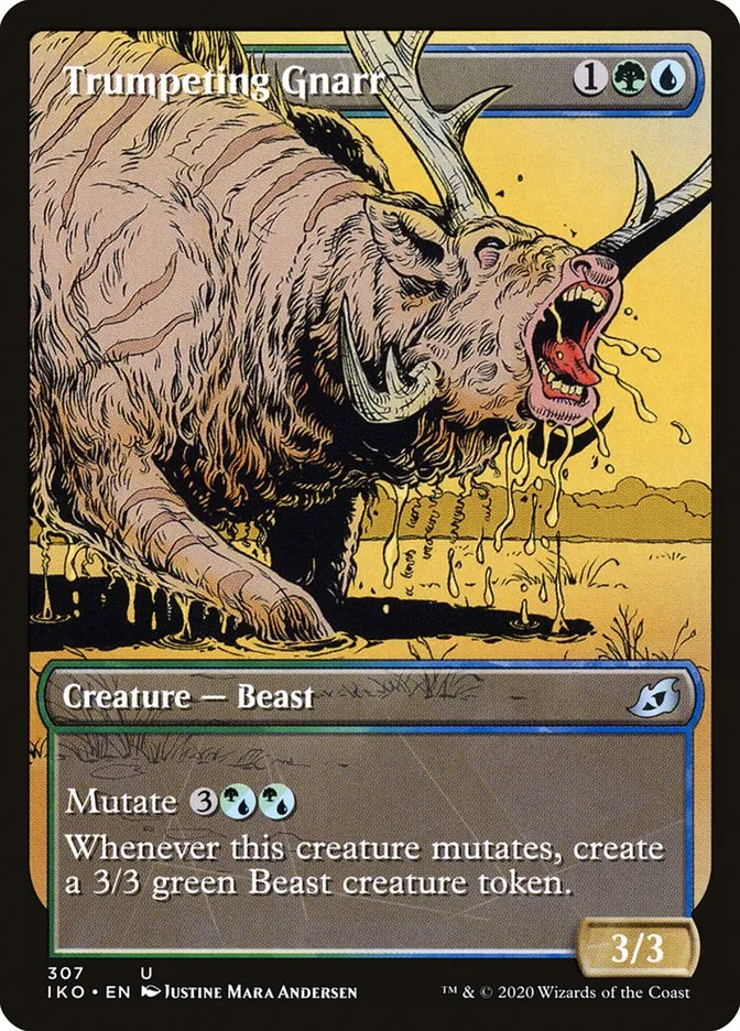 2020 Ikoria: Lair of Behemoths Trumpeting Gnarr #307 uncommon card image