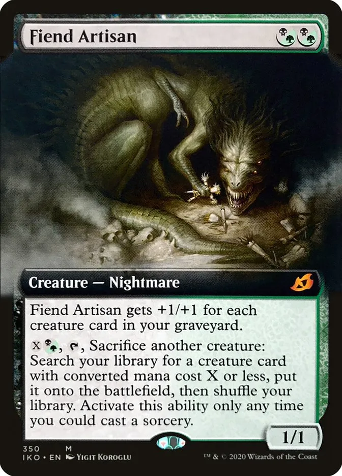 2020 Ikoria: Lair of Behemoths Fiend Artisan #350 mythic card image
