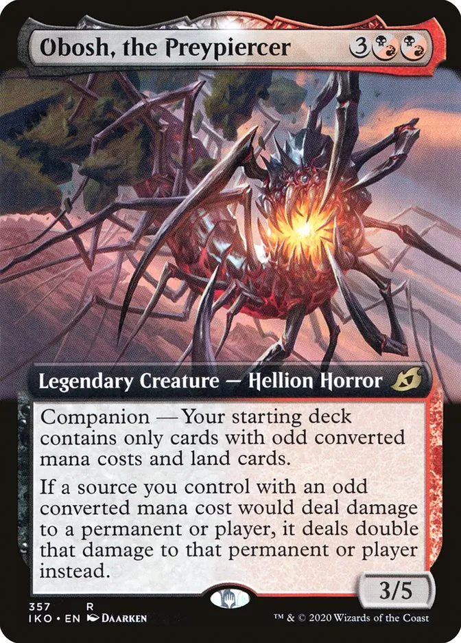 2020 Ikoria: Lair of Behemoths Obosh, the Preypiercer #357 rare card image