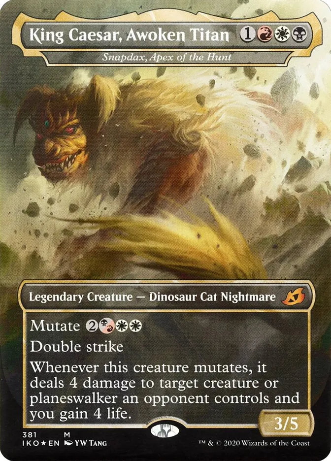 2020 Ikoria: Lair of Behemoths Snapdax, Apex of the Hunt #381 mythic card image