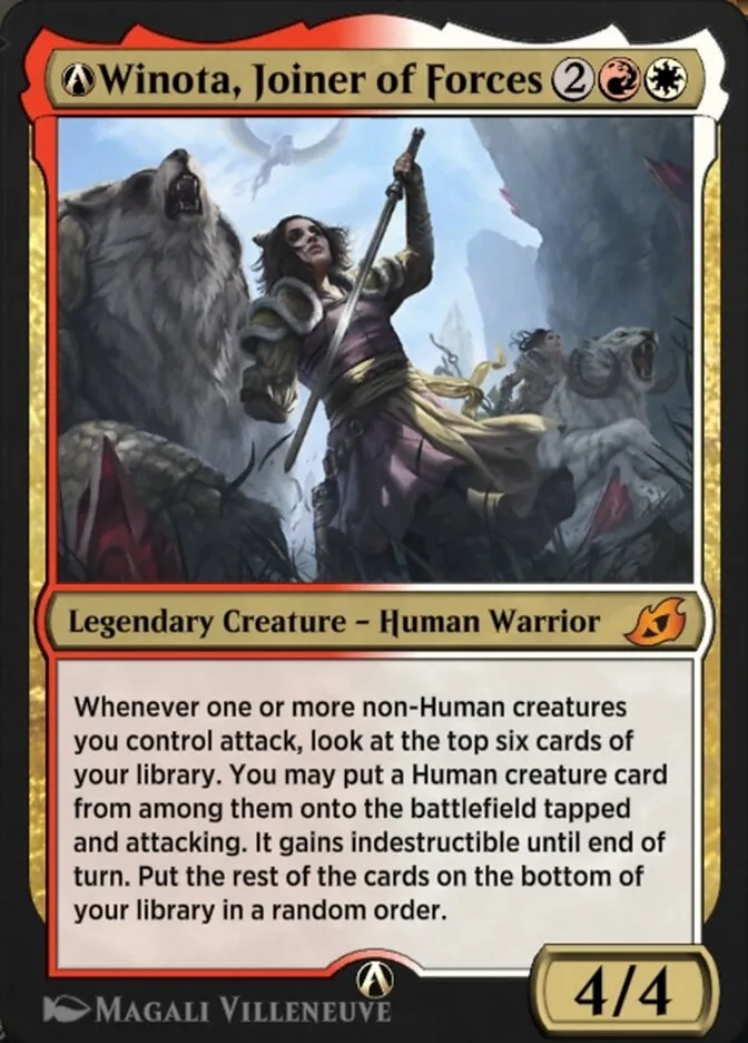 2020 Ikoria: Lair of Behemoths A-Winota, Joiner of Forces #A-216 mythic card image