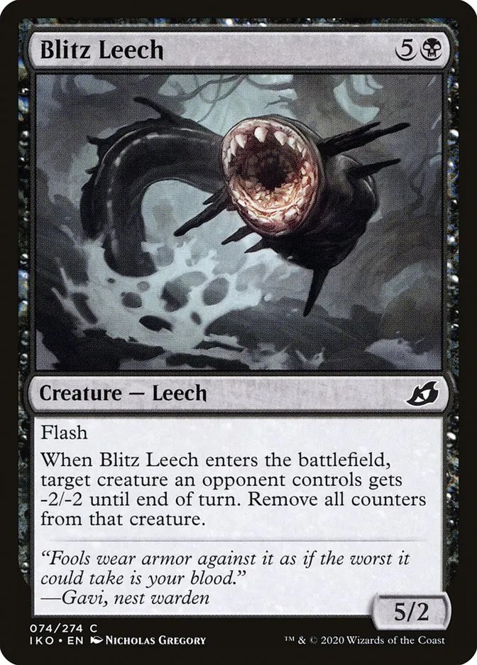 2020 Ikoria: Lair of Behemoths Blitz Leech #74 common card image