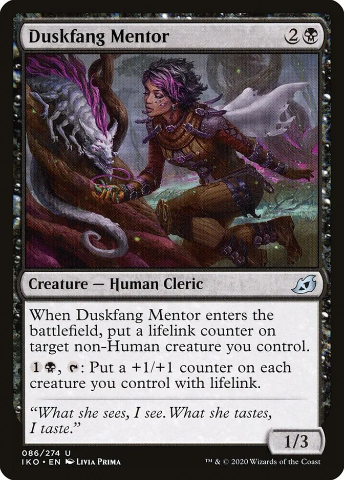 2020 Ikoria: Lair of Behemoths Duskfang Mentor #86 uncommon card image