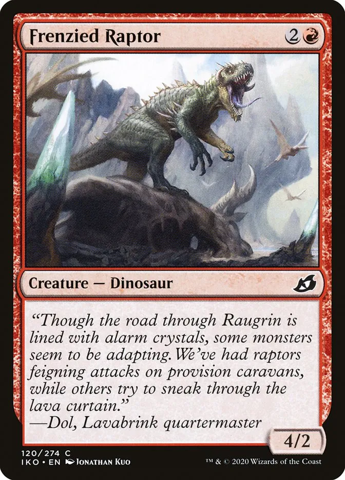 2020 Ikoria: Lair of Behemoths Frenzied Raptor #120 common card image