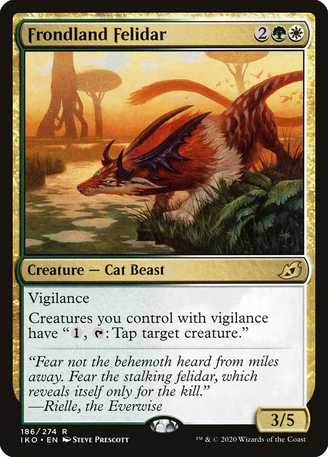 2020 Ikoria: Lair of Behemoths Frondland Felidar #186 rare card image