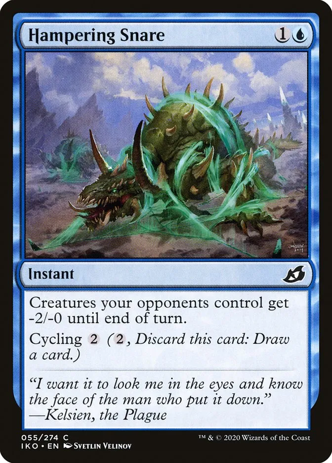 2020 Ikoria: Lair of Behemoths Hampering Snare #55 common card image
