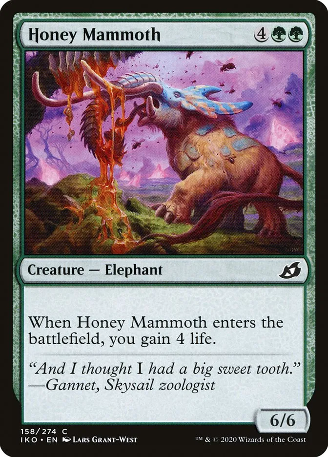 2020 Ikoria: Lair of Behemoths Honey Mammoth #158 common card image