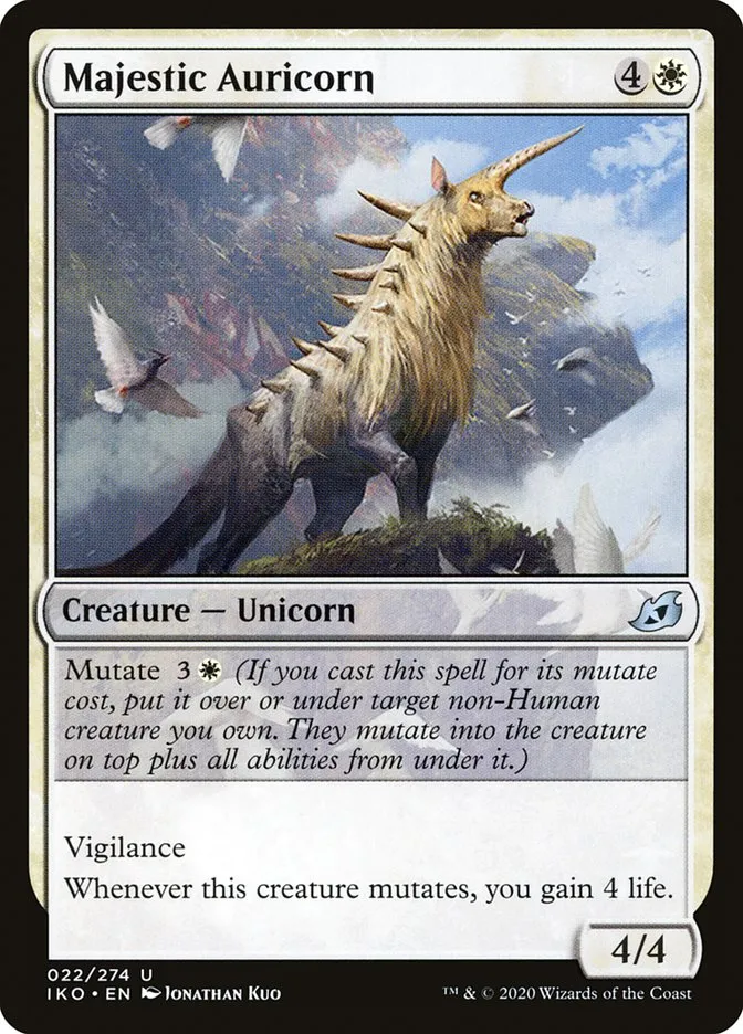 2020 Ikoria: Lair of Behemoths Majestic Auricorn #22 uncommon card image