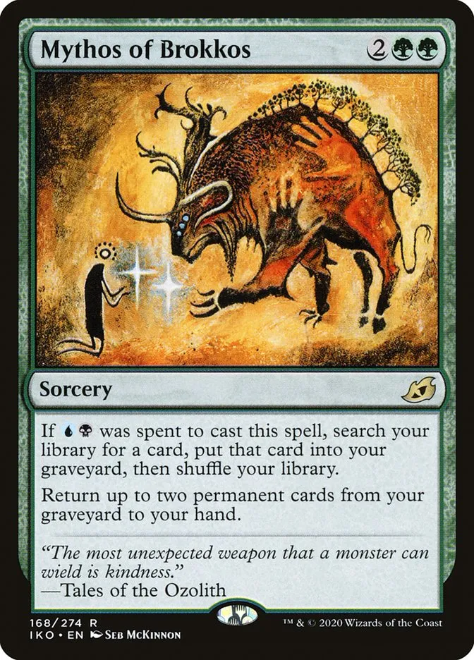 2020 Ikoria: Lair of Behemoths Mythos of Brokkos #168 rare card image