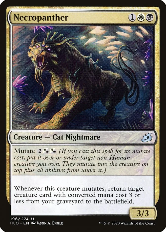 2020 Ikoria: Lair of Behemoths Necropanther #196 uncommon card image