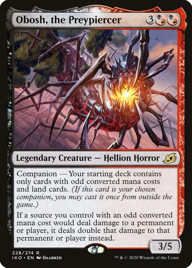 2020 Ikoria: Lair of Behemoths Obosh, the Preypiercer #228 rare card image