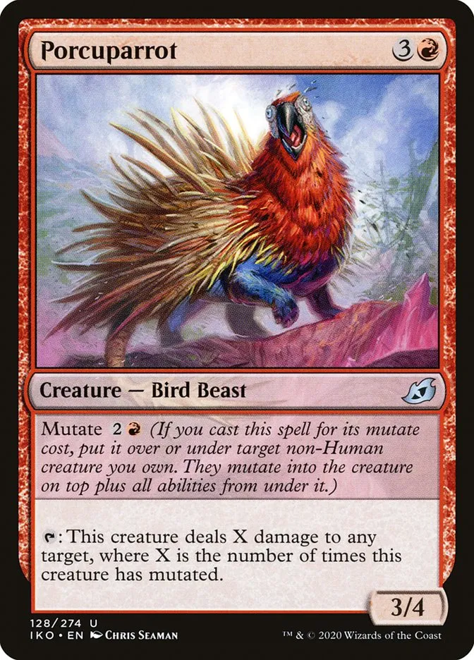2020 Ikoria: Lair of Behemoths Porcuparrot #128 uncommon card image