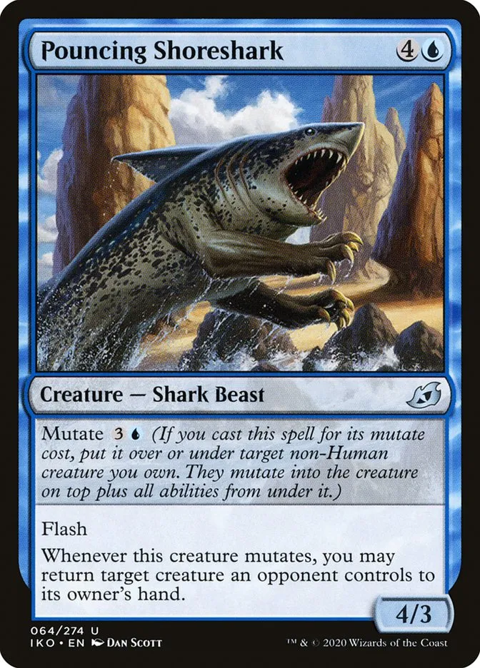 2020 Ikoria: Lair of Behemoths Pouncing Shoreshark #64 uncommon card image