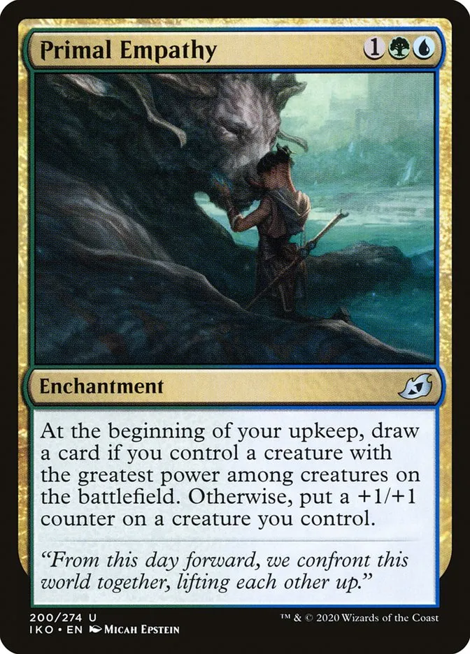 2020 Ikoria: Lair of Behemoths Primal Empathy #200 uncommon card image