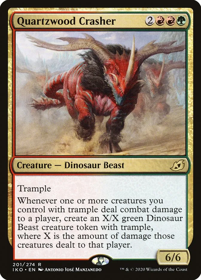 2020 Ikoria: Lair of Behemoths Quartzwood Crasher #201 rare card image