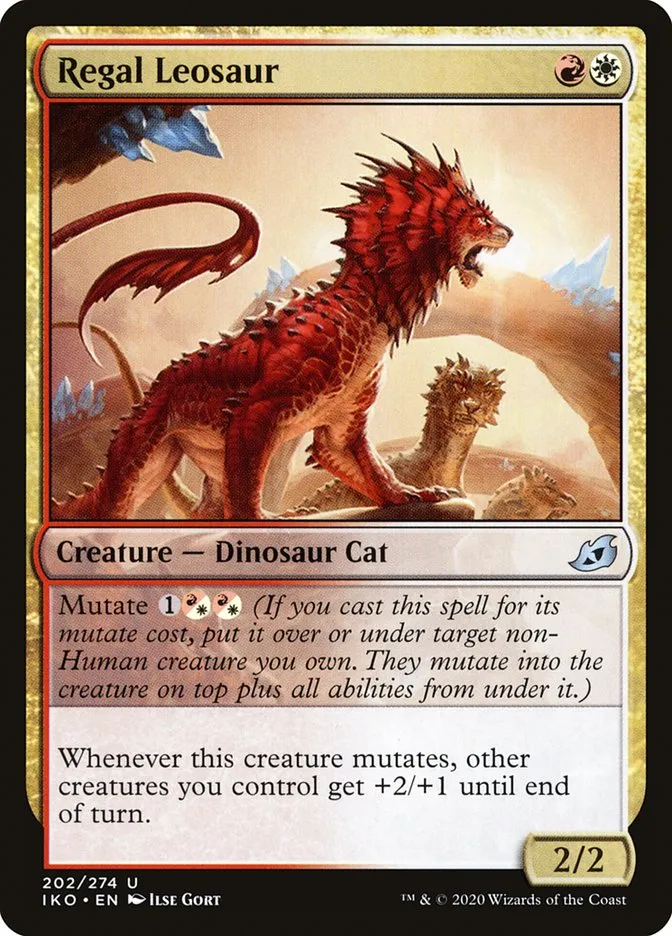 2020 Ikoria: Lair of Behemoths Regal Leosaur #202 uncommon card image