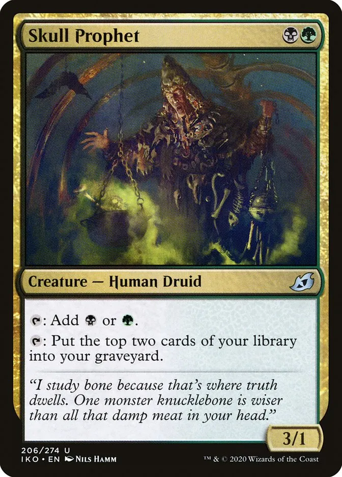 2020 Ikoria: Lair of Behemoths Skull Prophet #206 uncommon card image