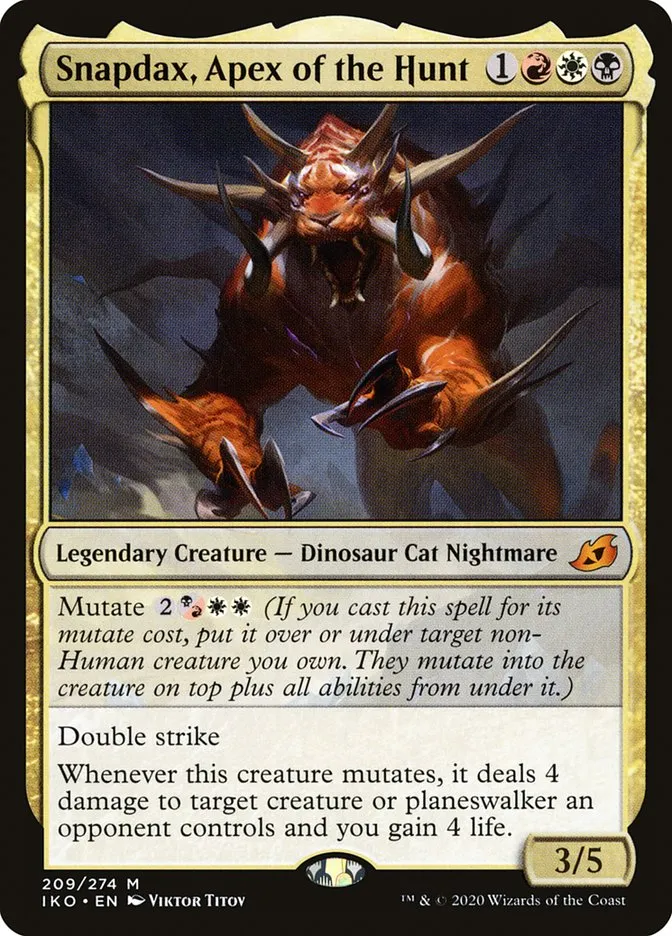 2020 Ikoria: Lair of Behemoths Snapdax, Apex of the Hunt #209 mythic card image