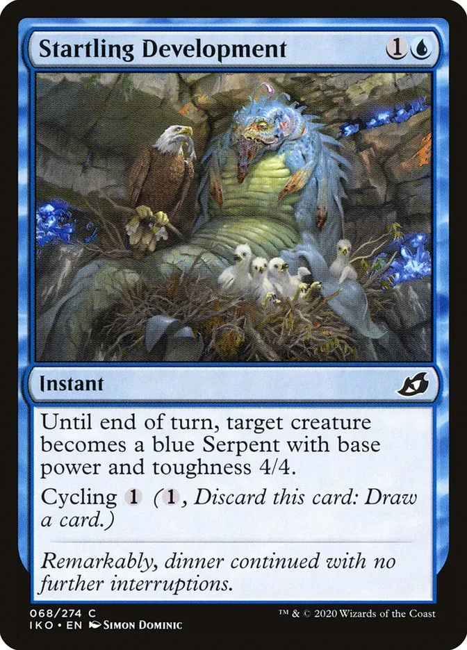 2020 Ikoria: Lair of Behemoths Startling Development #68 common card image