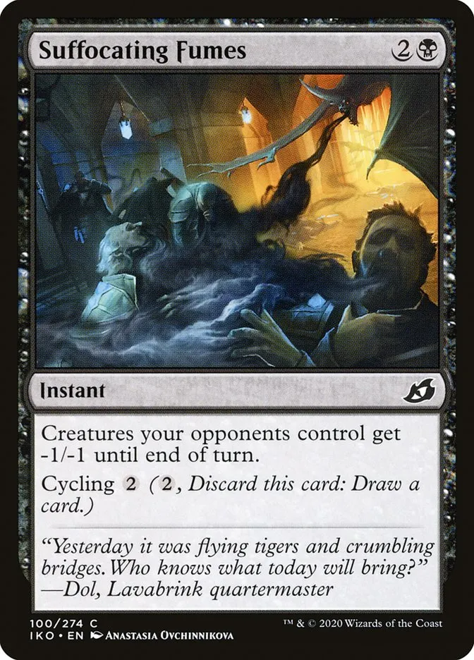 2020 Ikoria: Lair of Behemoths Suffocating Fumes #100 common card image