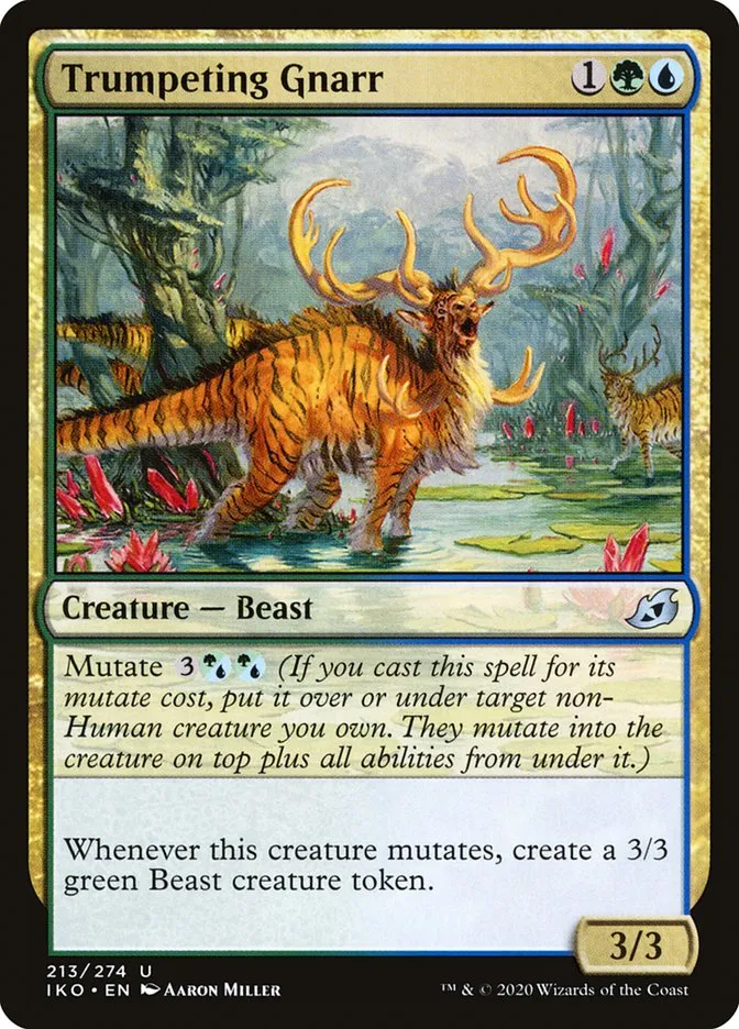 2020 Ikoria: Lair of Behemoths Trumpeting Gnarr #213 uncommon card image