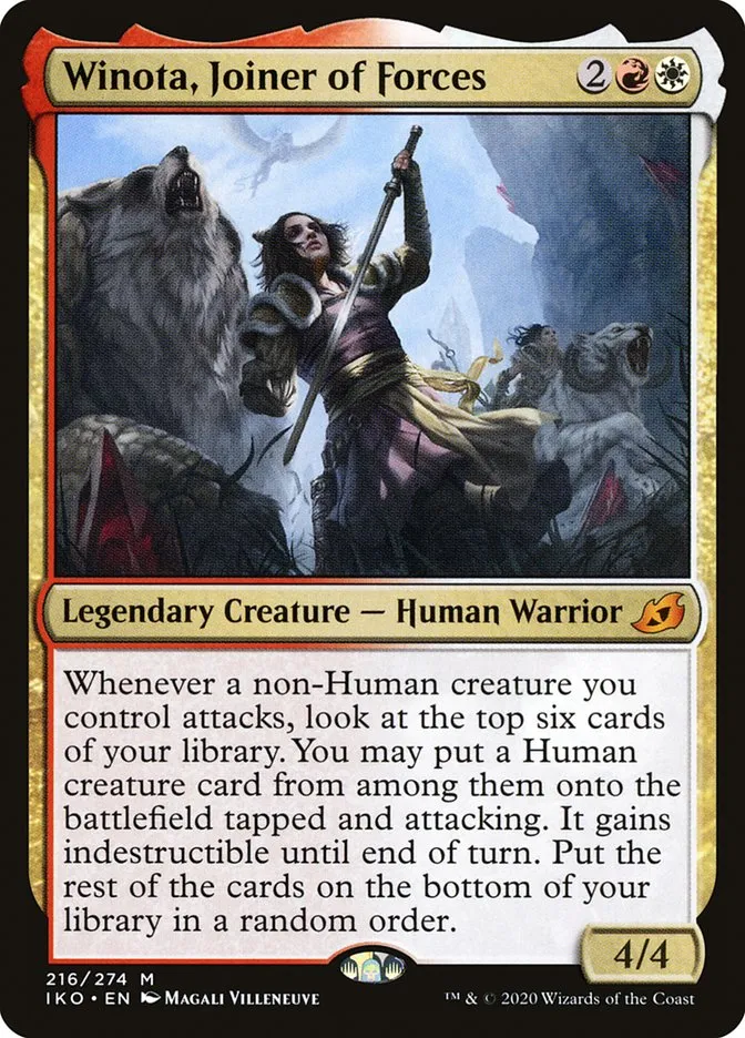 2020 Ikoria: Lair of Behemoths Winota, Joiner of Forces #216 mythic card image