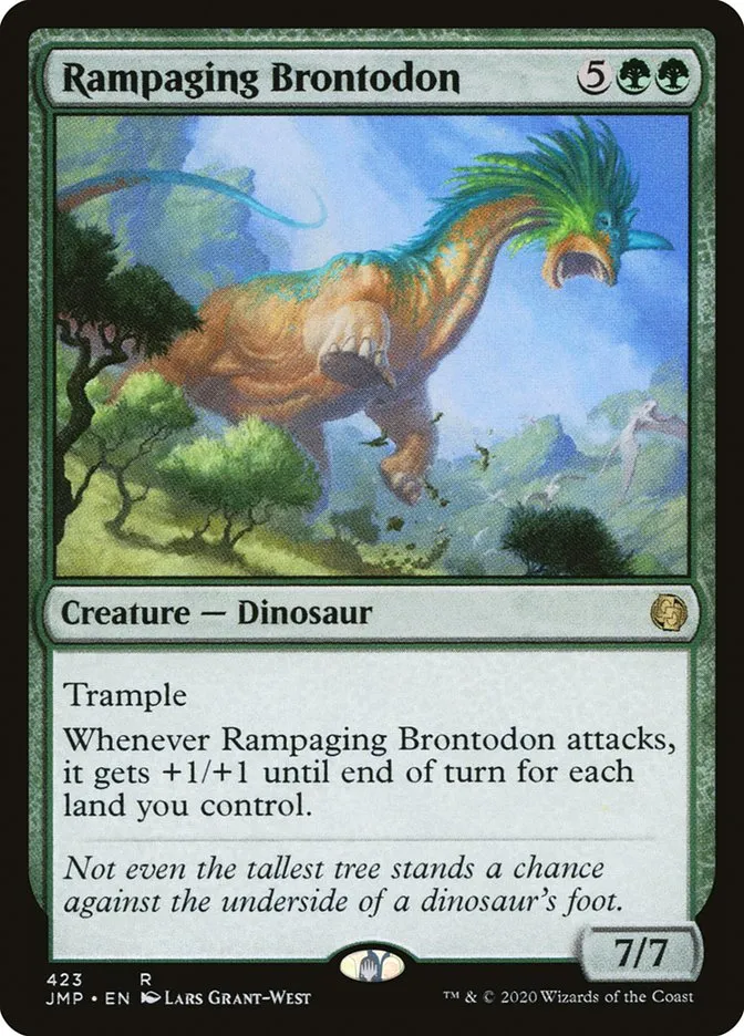 2020 Jumpstart Rampaging Brontodon rare #423 rare card image
