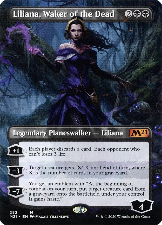 2020 Core Set 2021 Liliana, Waker of the Dead [Extended Art] mythic #282 mythic card image