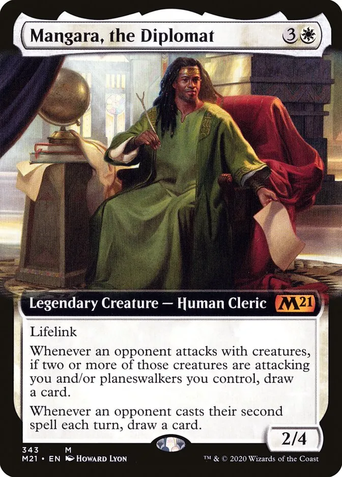2020 Core Set 2021 Mangara, the Diplomat [Extended Art] mythic #343 mythic card image