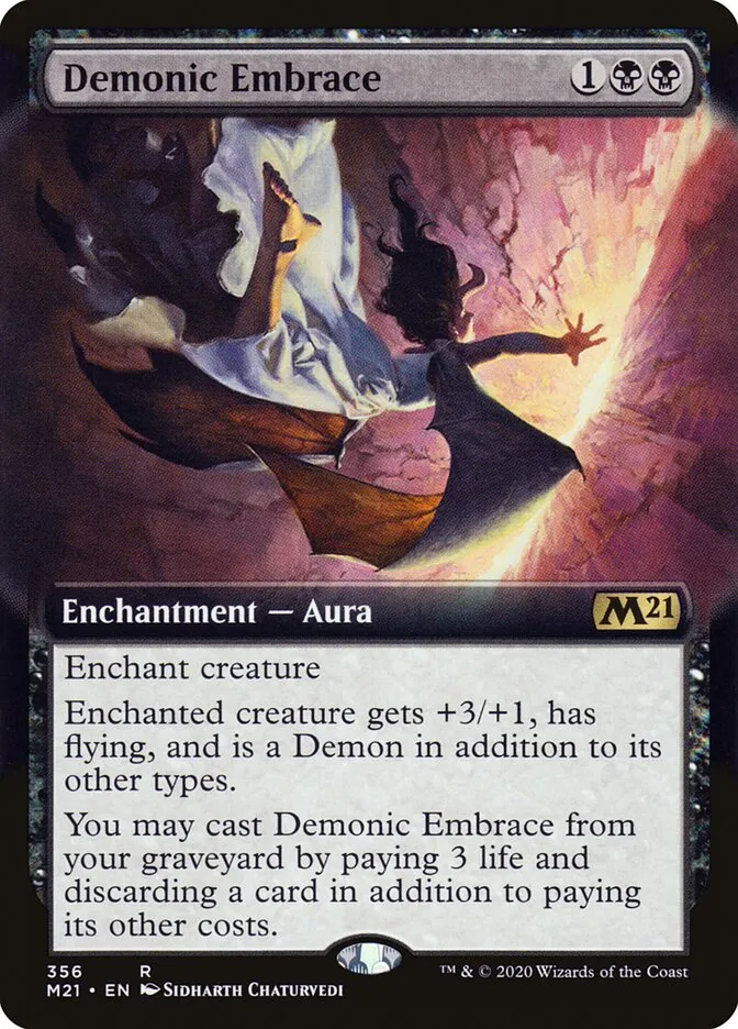 2020 Core Set 2021 Demonic Embrace rare #356 rare card image