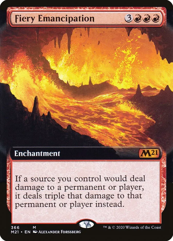 2020 Core Set 2021 Fiery Emancipation mythic #366 mythic card image