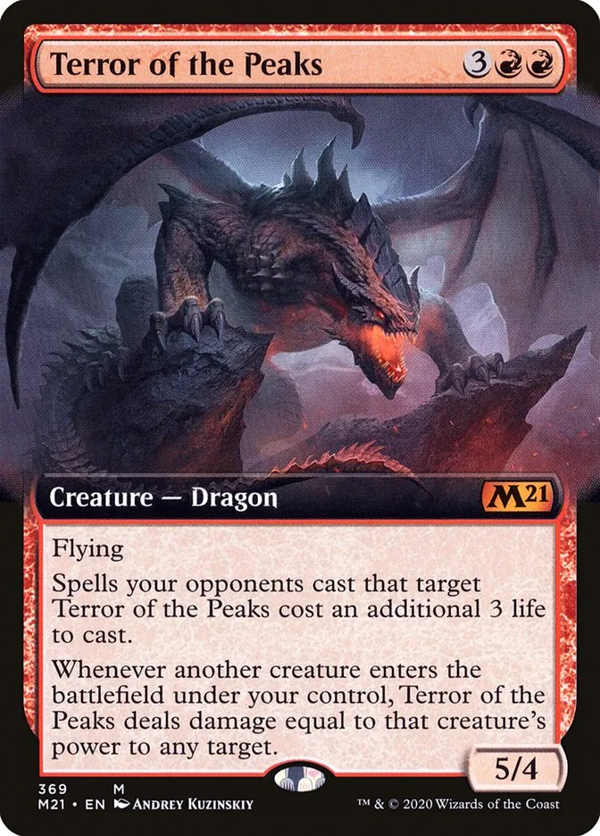 2020 Core Set 2021 Terror of the Peaks [Extended Art] mythic #369 mythic card image