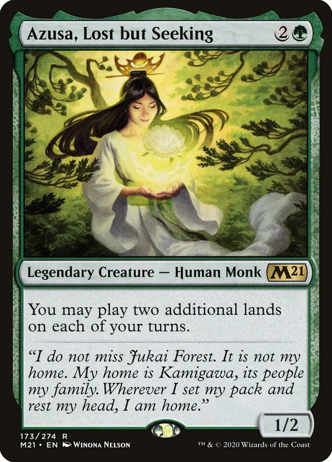 2020 Core Set 2021 Azusa, Lost but Seeking [Foil] rare #173 rare card image