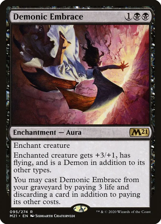 2020 Core Set 2021 Demonic Embrace rare #95 rare card image