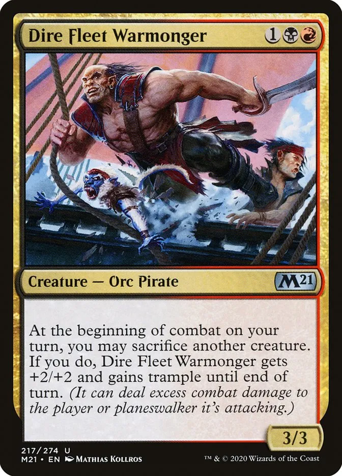 2020 Core Set 2021 Dire Fleet Warmonger uncommon #217 uncommon card image