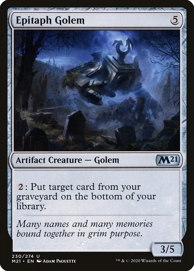 2020 Core Set 2021 Epitaph Golem uncommon #230 uncommon card image