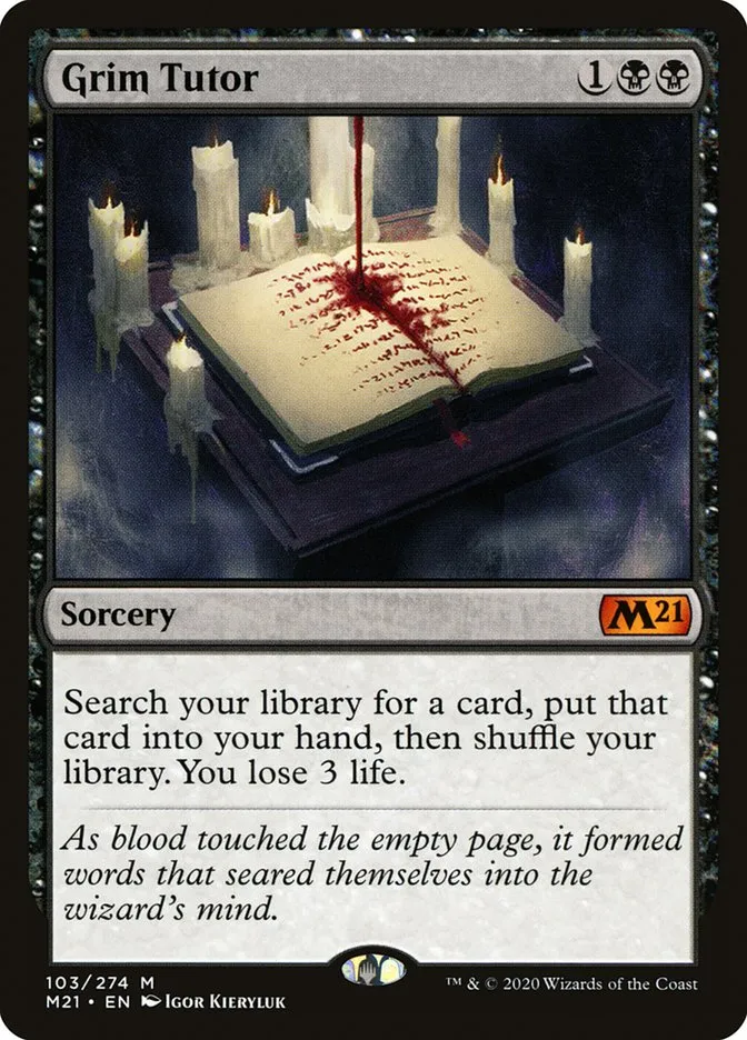 2020 Core Set 2021 Grim Tutor mythic #103 mythic card image