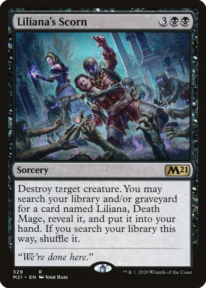 2020 Core Set 2021 Liliana's Scorn rare #329 rare card image