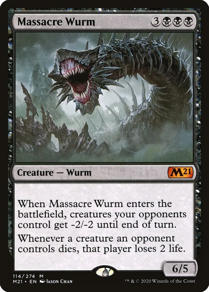 2020 Core Set 2021 Massacre Wurm mythic #114 mythic card image