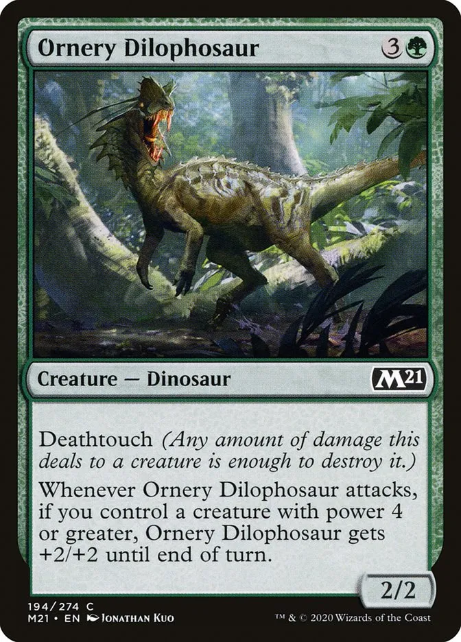 2020 Core Set 2021 Ornery Dilophosaur common #194 common card image