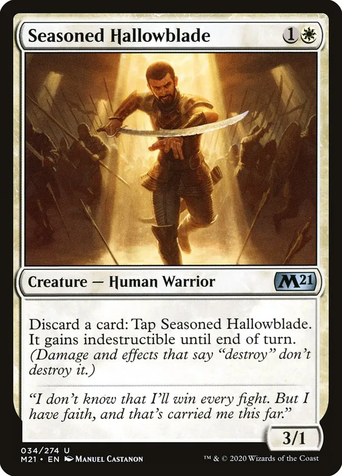 2020 Core Set 2021 Seasoned Hallowblade #34 uncommon card image