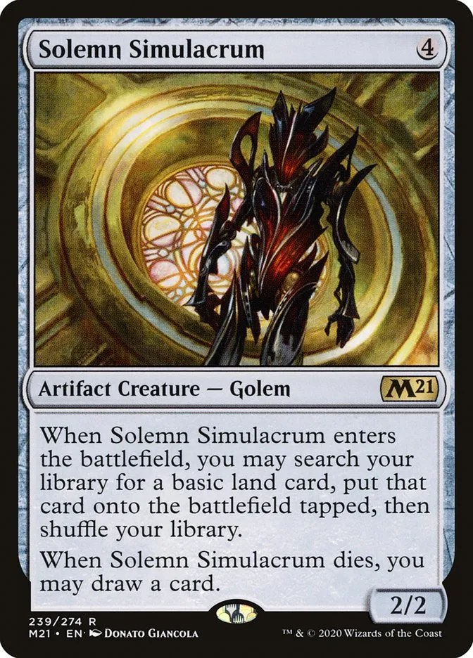 2020 Core Set 2021 Solemn Simulacrum rare #239 rare card image