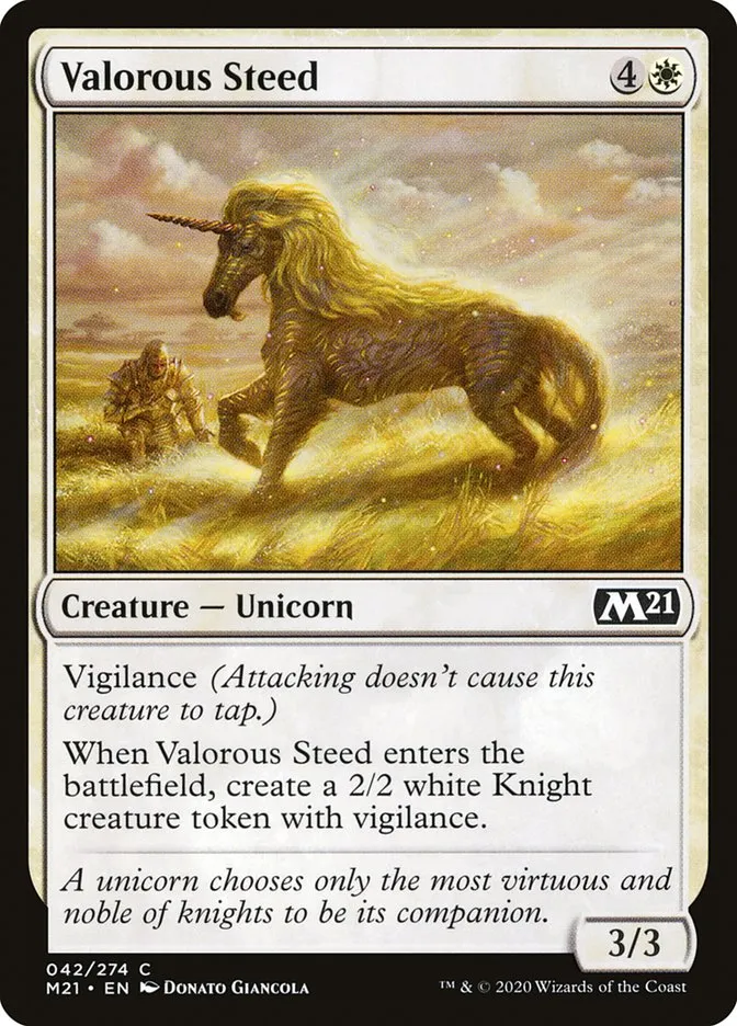 2020 Core Set 2021 Valorous Steed common #42 common card image