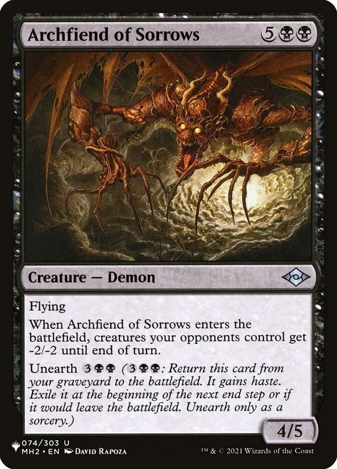 2020 The List Archfiend of Sorrows #MH2-74 uncommon card image
