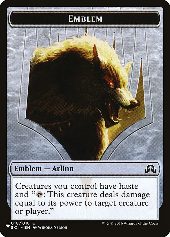 2020 The List Arlinn, Embraced by the Moon Emblem #TSOI-18 common card image